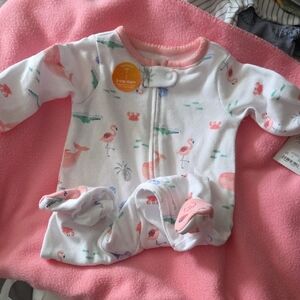 Pink Flamingo Print Kids Footie